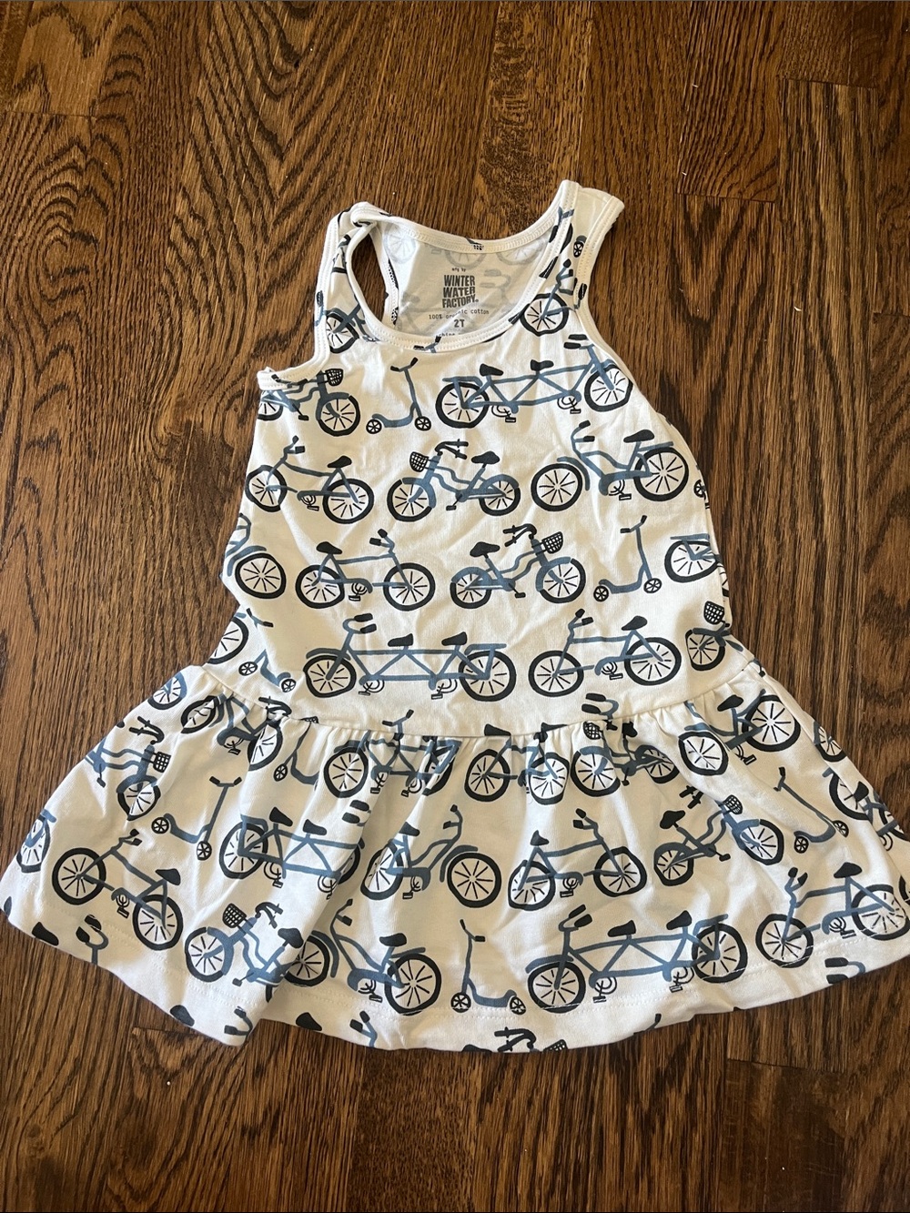 Winter Water Factory Dress with Navy Bicycle Print